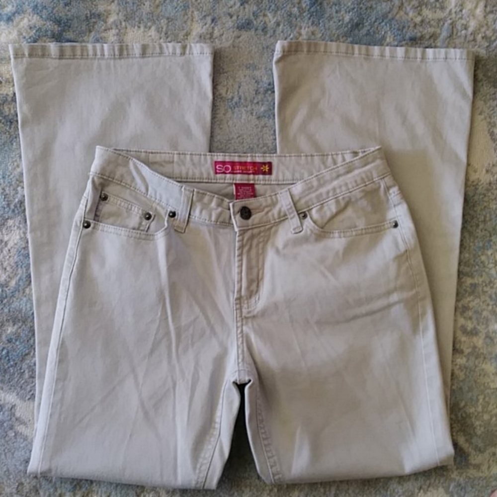 So Stretch Flare Khaki Jeans Size Junior 7 Short - Picture 5 of 13